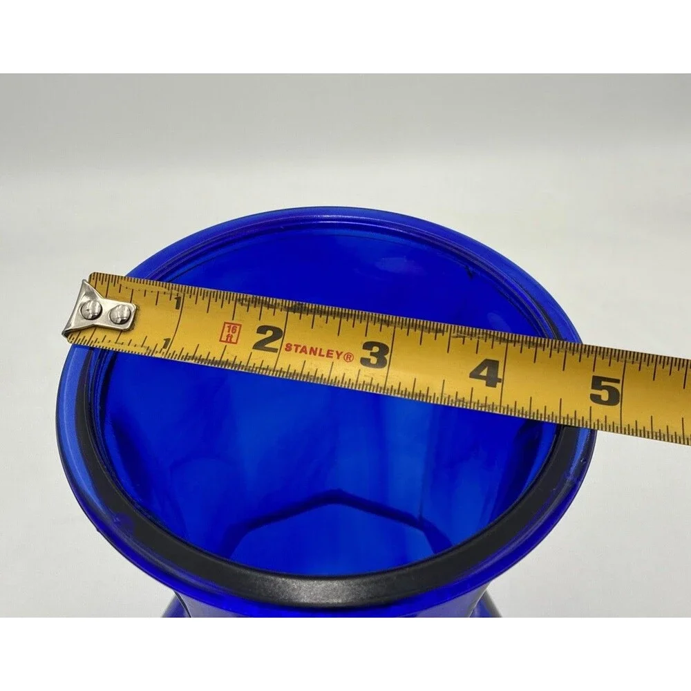 Vintage Cobalt  Dark Blue  Glass Fluted Panel Vase - 9-1/2